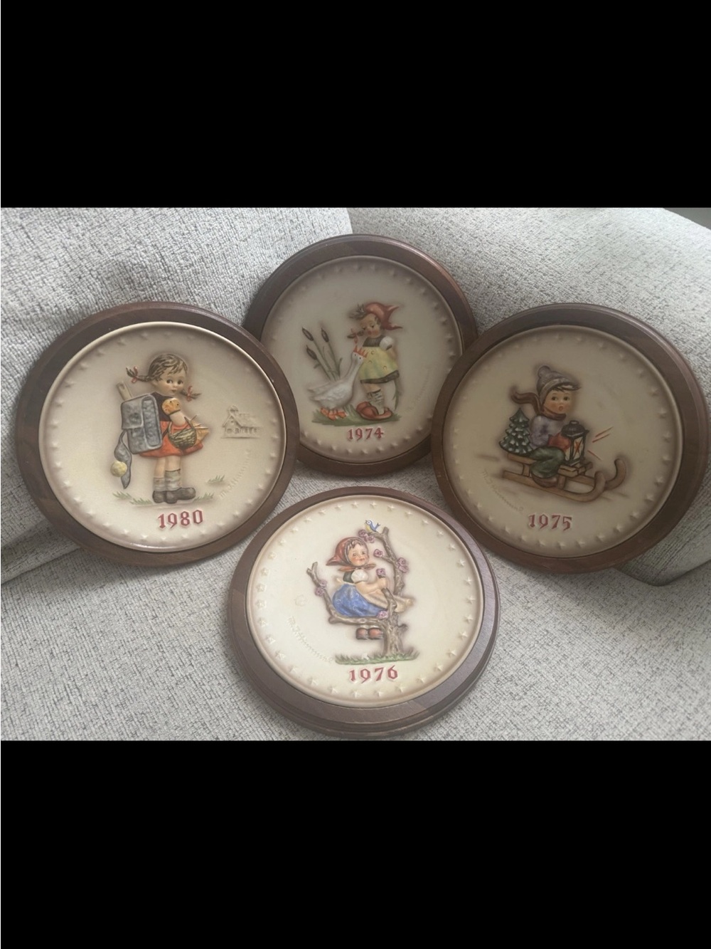 Goebel Brown Framed Hummel-Style Wall Plaques